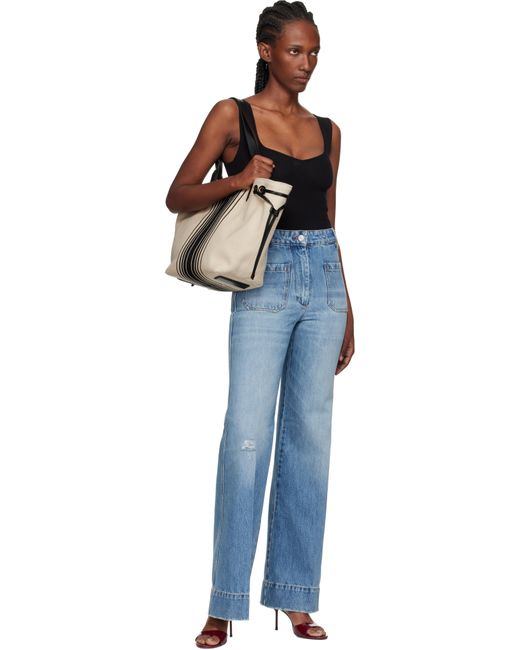 Tom Ford Black Off- Striped Jacquard Large Tote