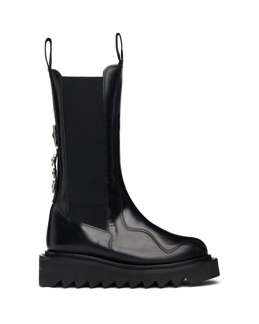 Toga Black Ssense Exclusive Mid Calf Leather Chelsea Boots