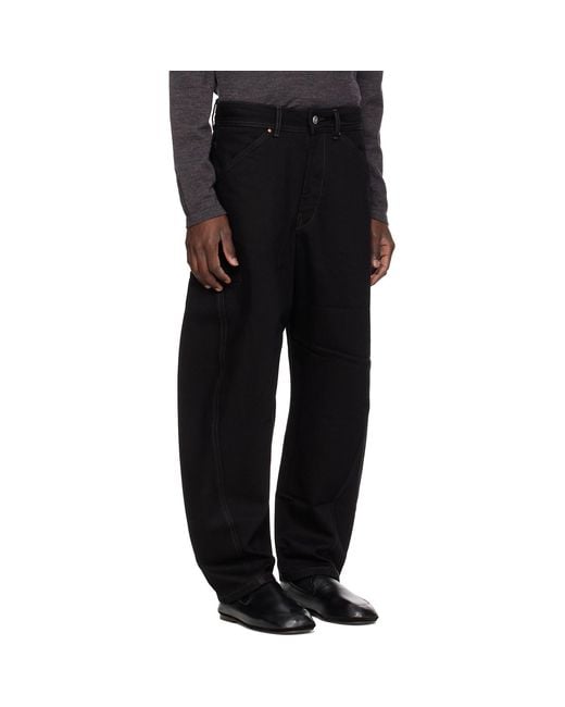 Lemaire Black Twisted Workwear Jeans for men