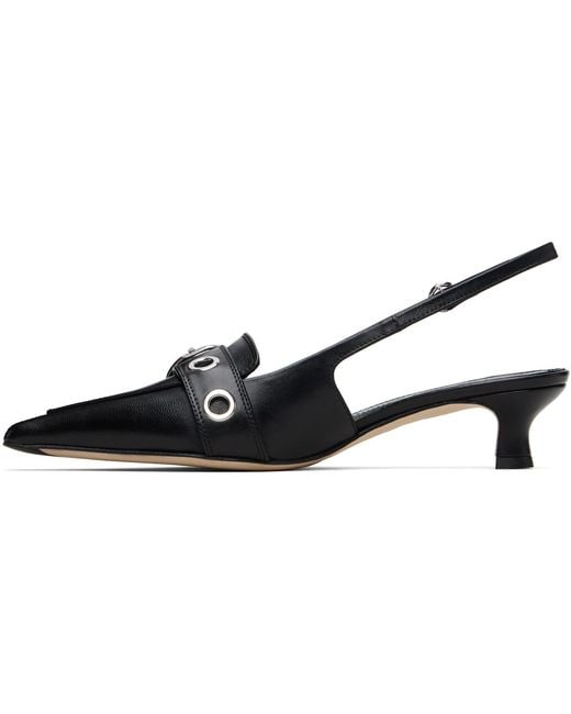 Aeyde Black Davina Eyelet Slingback Heels