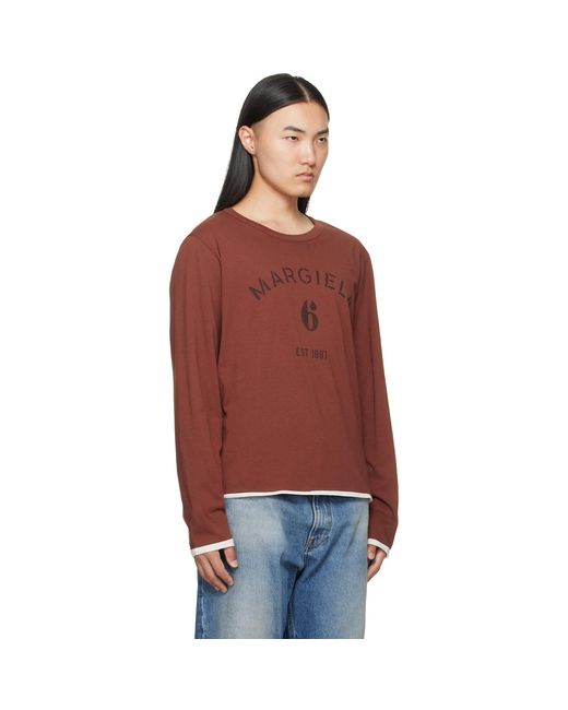 MM6 by Maison Margiela Red Long-Sleeved Reversible T-Shirt for men