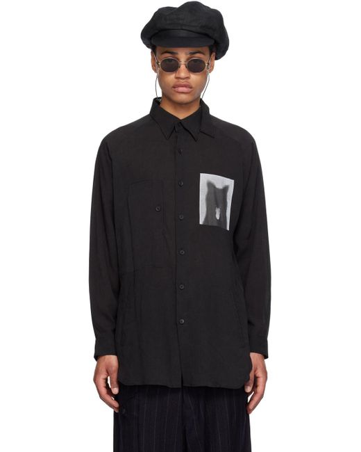Chemise noire à image imprimée Yohji Yamamoto pour homme en coloris Black