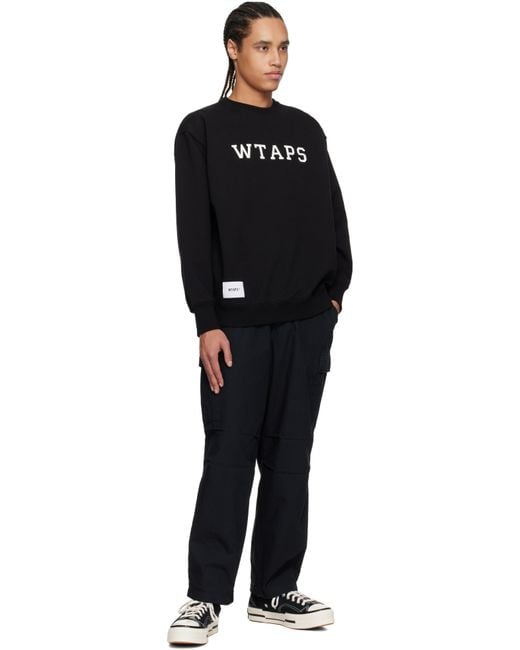 【関税込み】WTAPS ブラック Academy コットン スウェットシャツ WTAPS: ブラック Academy コットン スウェットシャツ | SSENSE 日本