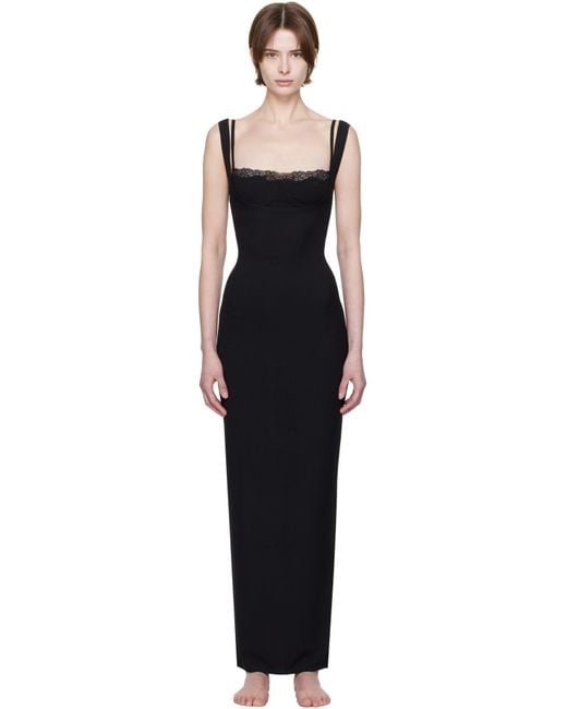 Skims Black Soft Lounge Lace Tank Maxi Dress