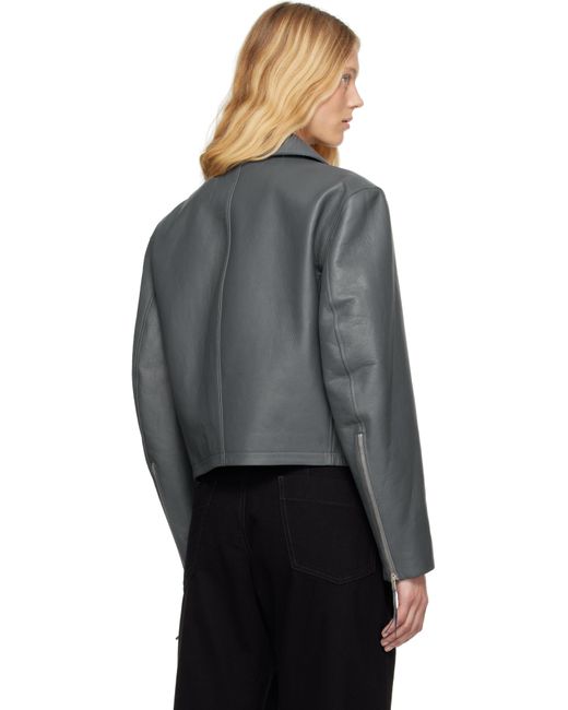 Lemaire Black Boxy Cropped Leather Jacket