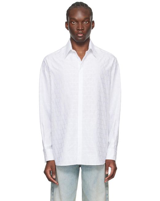 Chemise blanche à motif toile iconographe Valentino pour homme en coloris White