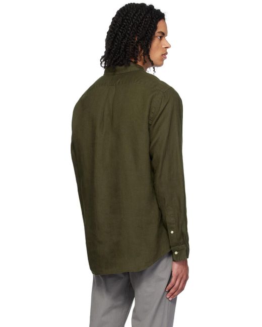 Polo Ralph Lauren Green Khaki Classic Fit Shirt for men