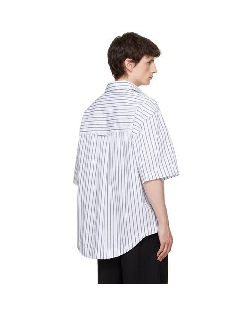 AMI White Striped 'Ami De Coeur' Wide Shirt for men