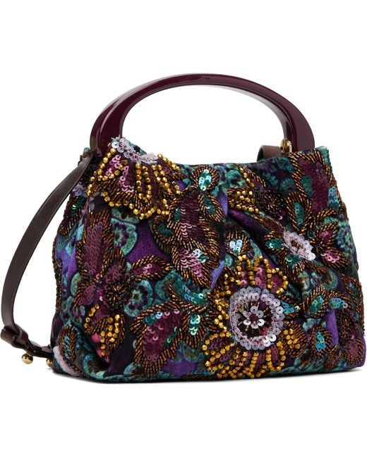 Dries Van Noten Blue Small Embellished Bag