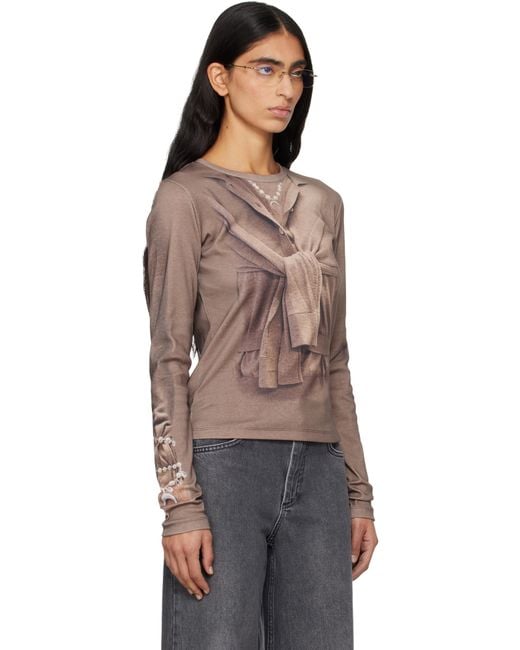 MARINE SERRE Black Trompe-L'Oeil Knit Jersey Ls T-Shirt