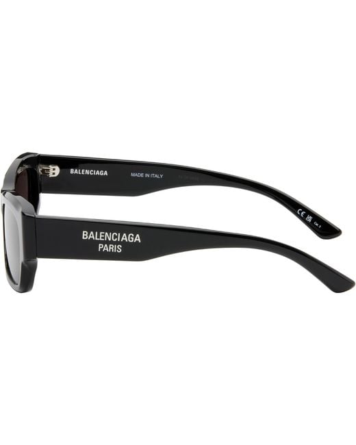Balenciaga Black Rectangular Sunglasses for men