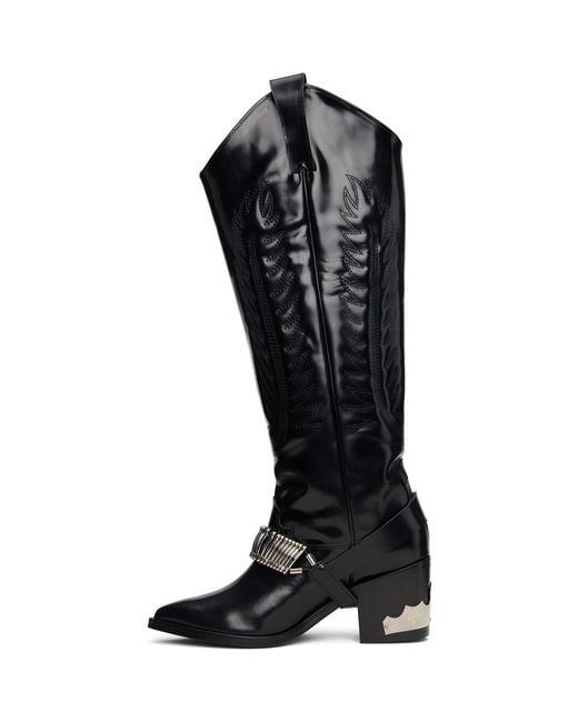 Toga Black Leather Tall Boots