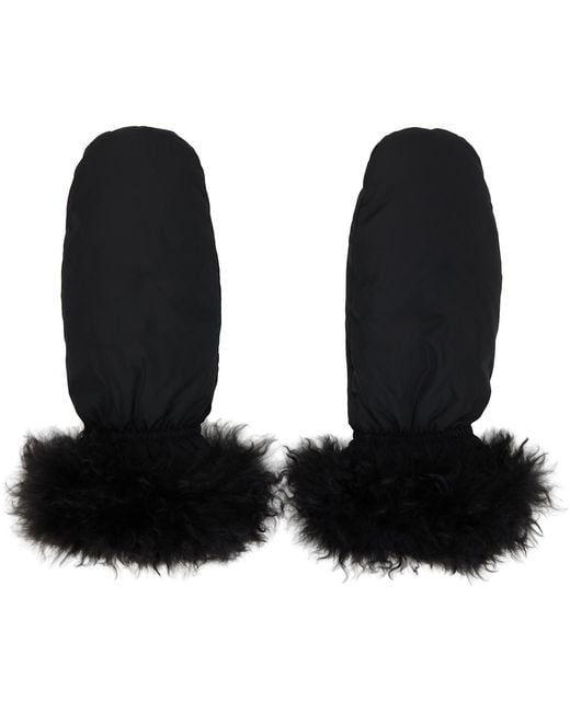 Yves Salomon Black Trim Mittens