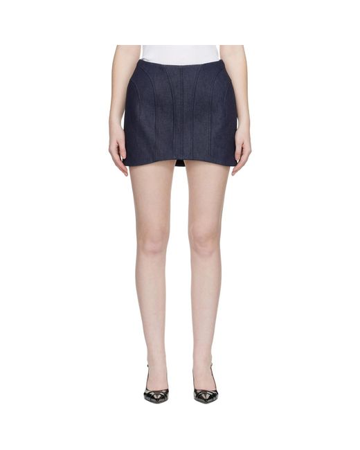 Mugler Blue Raw Denim Miniskirt