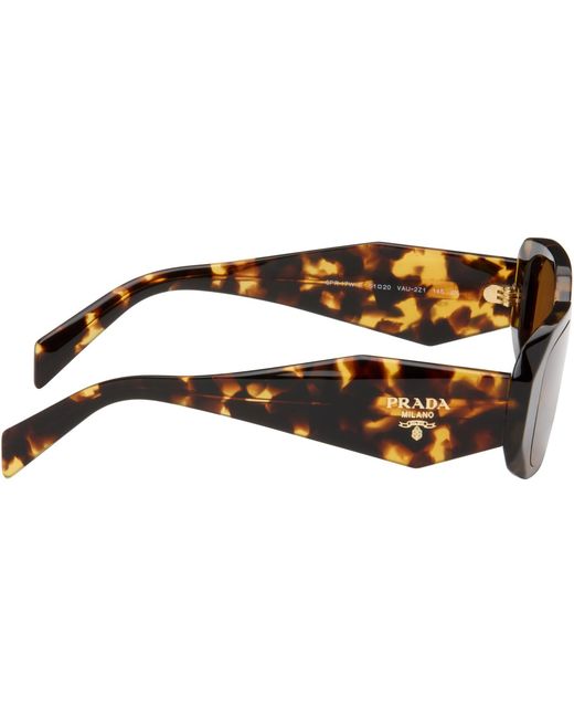 Prada Brown Rounded Rectangle Acetate Sunglasses