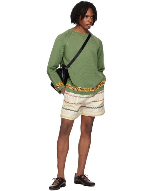 Bode Green Daisy Garland Sweater for men