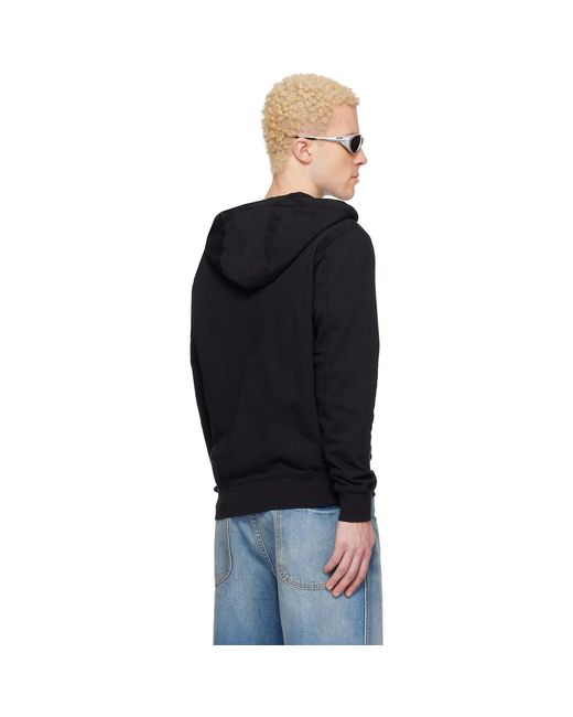 C P Company Black Light Fleece Zip Lens Hoodie for men