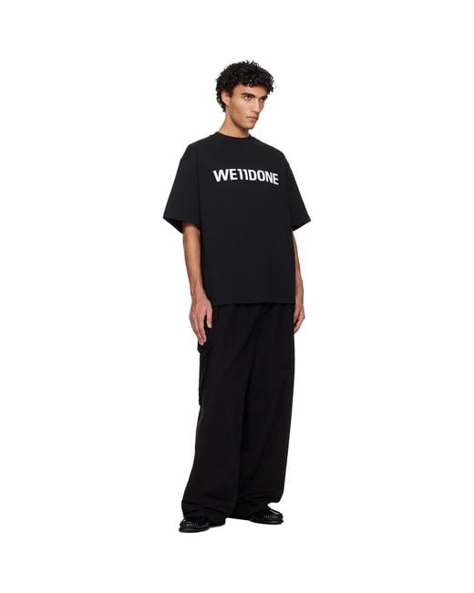 we11done Black Large Basic Logo T-Shirt for men