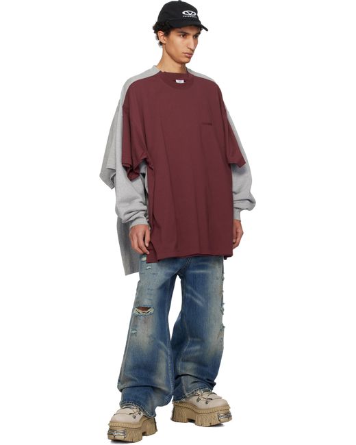 【VETEMENTS】Runway Merged T-shirtsスウェットシャツ Vetements Runway Merged T-Shirts Sweatshirt in Red for Men