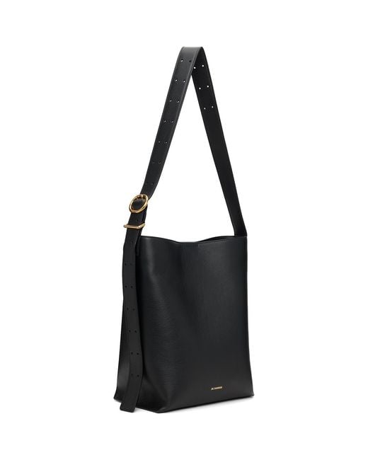 Jil Sander Black Cannolo Tote