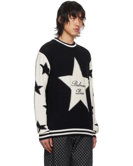 Balmain Black Jacquard Sweater for men