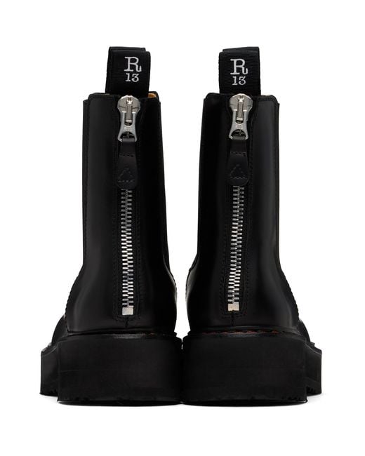R13 Black Single Stack Chelsea Boots