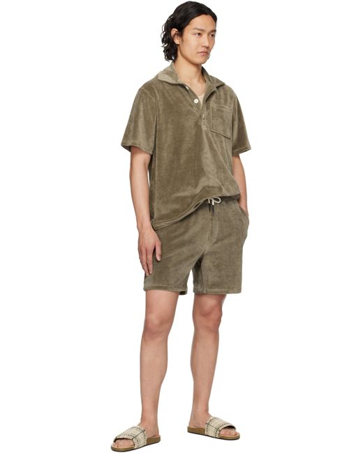 メンズ Oas トープ Morel Girona ベロア ポロシャツ Green