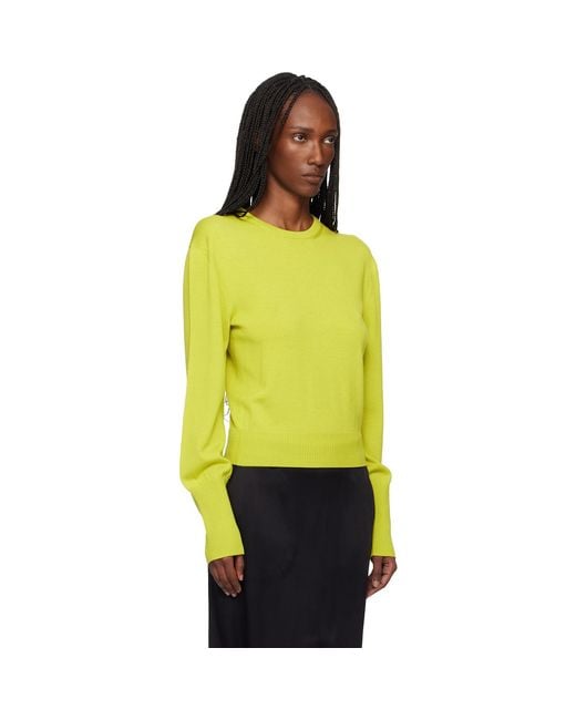 Lanvin Yellow Wool Grosgrain Detail Sweater