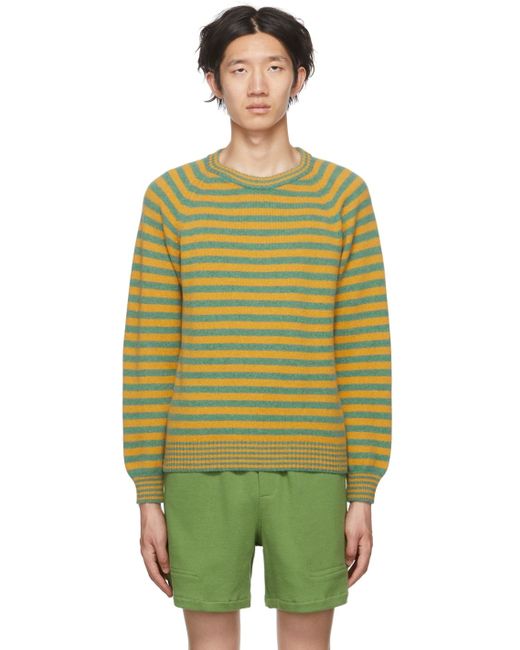 Bode Yellow & Green Stripe Sweater for men
