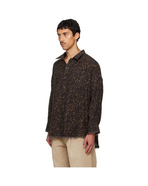 R13 Black Shredded Seam Drop Neck Reversible Shirt for men