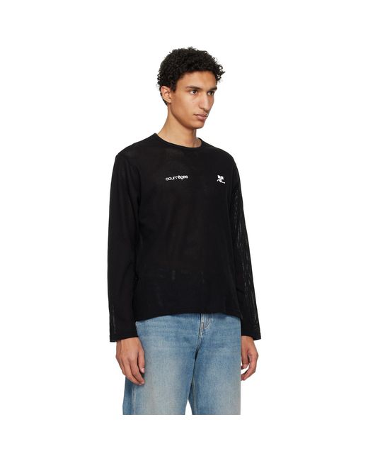 Courreges Black Printed Mesh T-Shirt for men