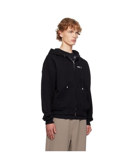 Amiri Black Relaxed Zip-Up Hoodie for men