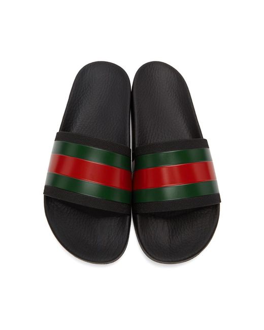 gucci striped rubber slides