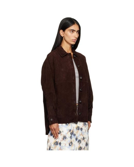 Staud Brown Josette Suede Shirt