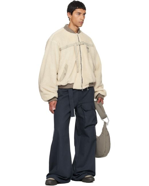 Reese Cooper Natural Sherpa Fleece Bomber Jacket for men