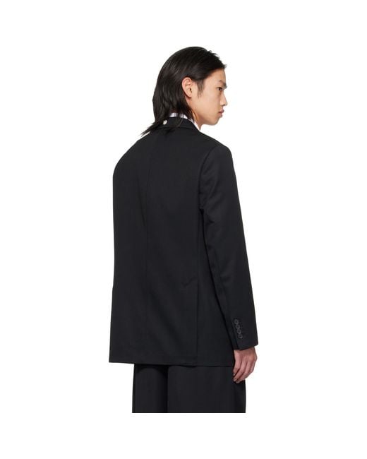 Simone Rocha Black Double Breasted Hem Slice Blazer for men
