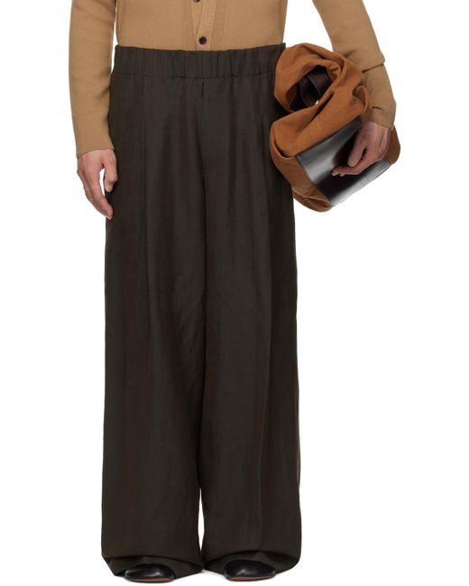メンズ Dries Van Noten ブラウン ドローストリング トラウザーズ Black