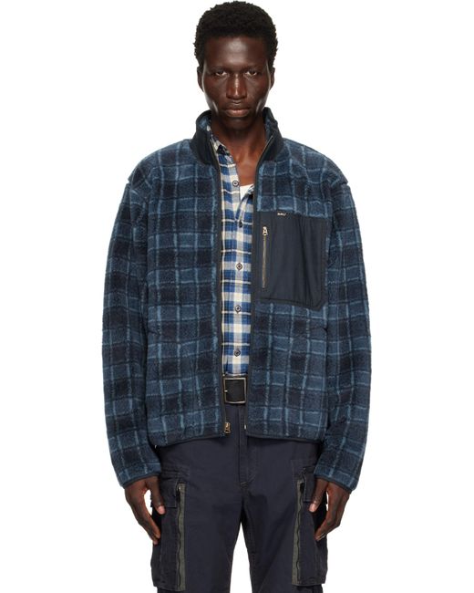RRL Blue Wool-Blend Pile Fleece Jacket for men