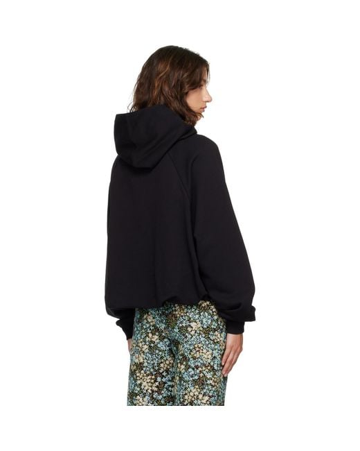 Dries Van Noten Black Draped Cotton Hoodie