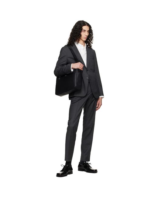 Boss Black Grained Faux-Leather Briefcase for men