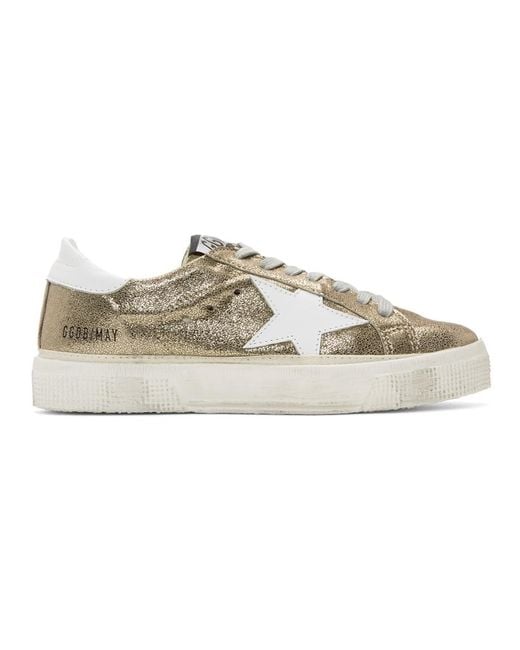 Golden Goose Gold May Sneakers in Metallic | Lyst