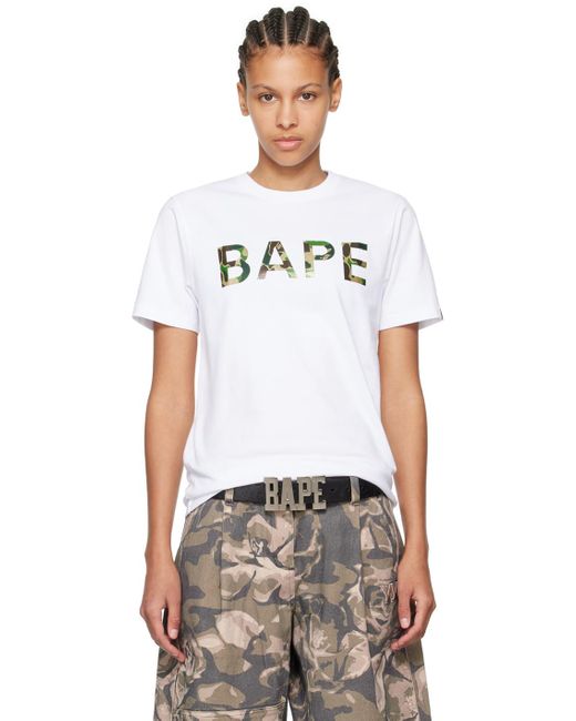 T-shirt blanc à logo scintillant à motif camouflage abc A Bathing Ape en coloris Black