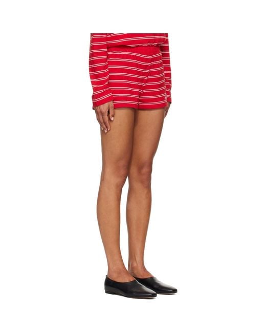 Sporty & Rich Red Signature Logo Shorts