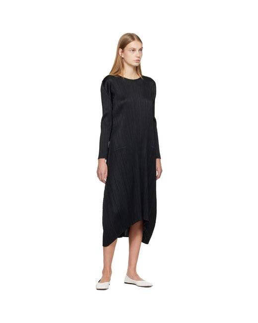 Pleats Please Issey Miyake Black Monthly Colors October Midi Dress