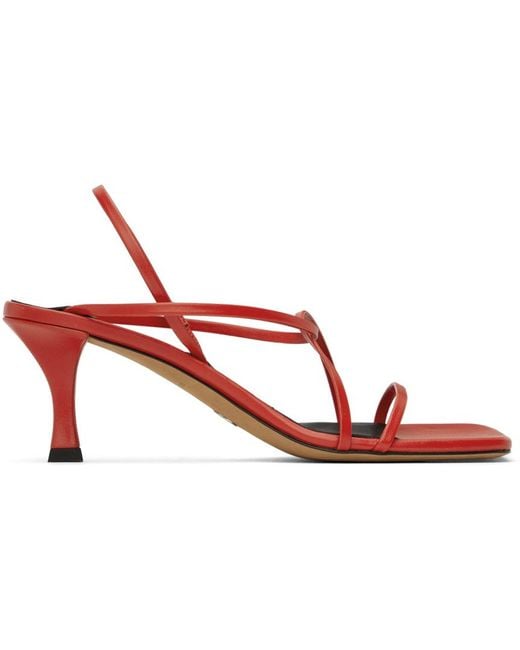 Proenza Schouler Black Red Square Strappy Heeled Sandals