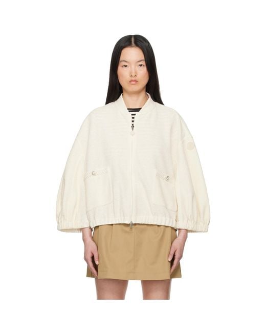 Moncler White Off- Zip Up Jacket