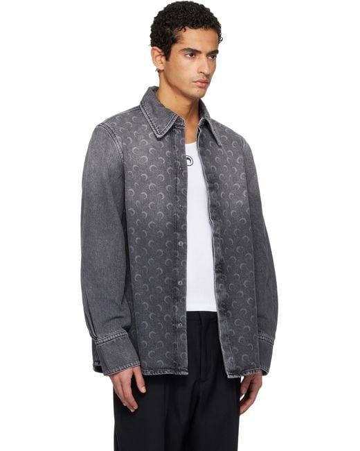 MARINE SERRE Gray Moon Laser Ls Denim Shirt for men