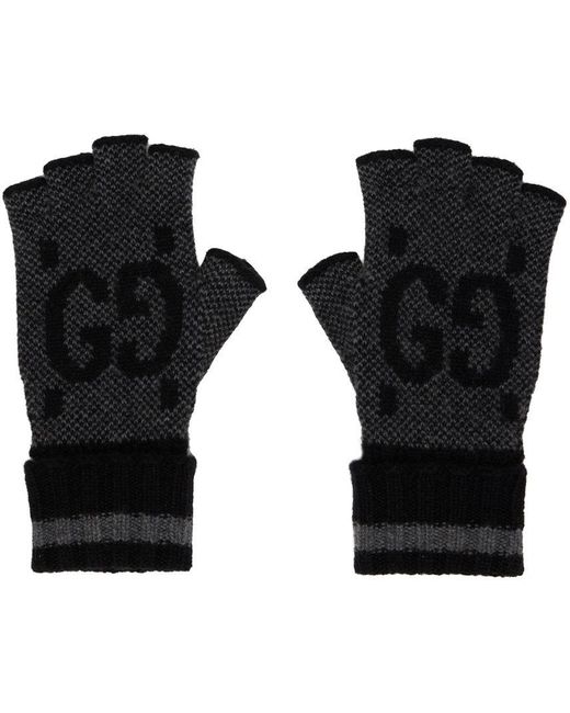 Gucci Black gg Fingerless Gloves for Men Lyst