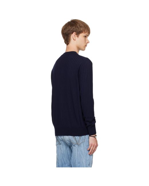 Bottega Veneta Blue Wool Rib Cardigan for men