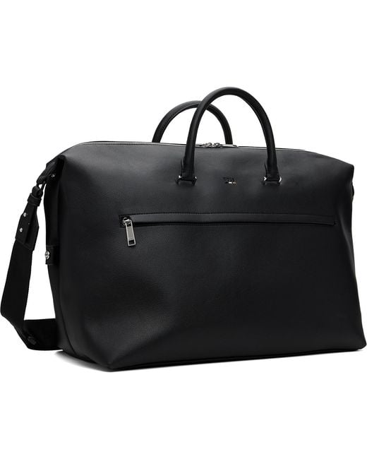 Boss Black Grained Faux-Leather Duffle Bag for men